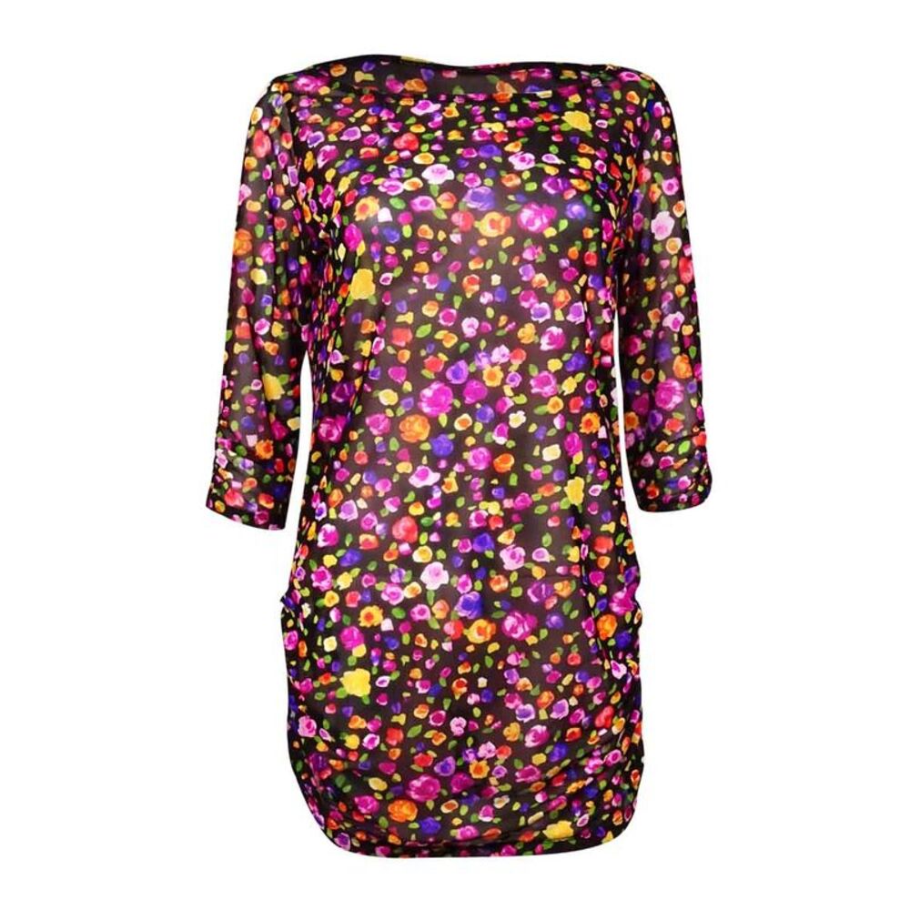 Anne Cole Women's Plus-Size Floral Bud Ruched Mesh Swim Cover 16W, Multi